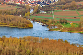 Luftaufnahme von Lautermündung in Neuburg am Rhein im Bundesland Rheinland-Pfalz, Deutschland
