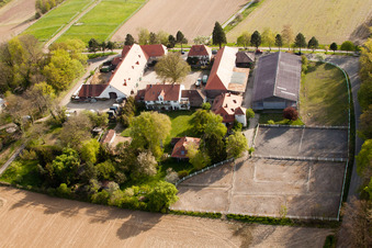 Durlach, Rittnerthof in Karlsruhe im Bundesland Baden-Württemberg, Deutschland vom Flugzeug aus