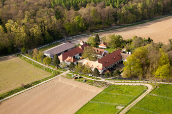 Durlach, Rittnerthof in Karlsruhe im Bundesland Baden-Württemberg, Deutschland von oben gesehen