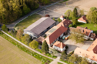 Durlach, Rittnerthof in Karlsruhe im Bundesland Baden-Württemberg, Deutschland aus der Vogelperspektive