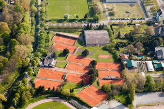 Luftaufnahme von Durlach, Tennisclub am Turmberg-Stadion in Karlsruhe im Bundesland Baden-Württemberg, Deutschland
