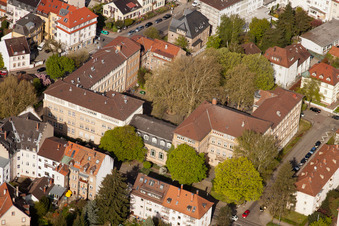 Luftaufnahme von Durlach, Markgrafen-Gymnasium in Karlsruhe im Bundesland Baden-Württemberg, Deutschland