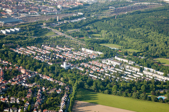 Ortsteil Dammerstock aus Südwesten im Ortsteil Weiherfeld-Dammerstock in Karlsruhe im Bundesland Baden-Württemberg, Deutschland