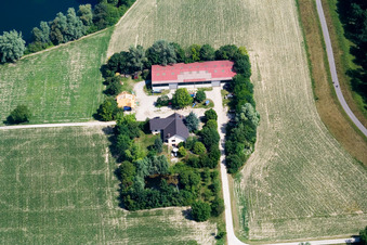 Seehof (Maislabyrinth) in Leimersheim im Bundesland Rheinland-Pfalz, Deutschland von oben