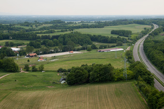 Drohnenbild von Haras de la Née in Neewiller-près-Lauterbourg im Bundesland Bas-Rhin, Frankreich