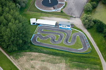 Drusenheim im Bundesland Bas-Rhin, Frankreich vom Flugzeug aus