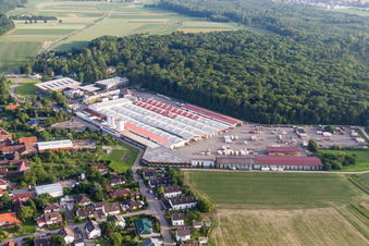Gebäude und Produktionshallen auf dem Werksgelände WeberHaus GmbH & Co. KG im Ortsteil Linx in Rheinau im Bundesland Baden-Württemberg, Deutschland