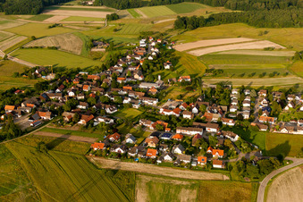 Dorf - Ansicht am Rande von landwirtschaftlichen Feldern und Nutzflächen in Zierolshofen in Kehl im Bundesland Baden-Württemberg, Deutschland