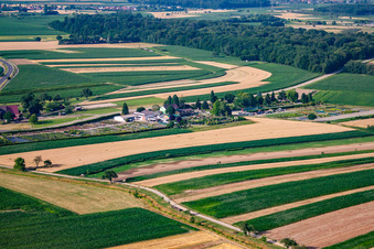 Gartenzeiten Schwarz im Ortsteil Bodersweier in Kehl im Bundesland Baden-Württemberg, Deutschland aus der Drohnenperspektive