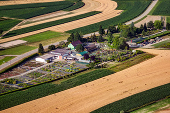 Gartenzeiten Schwarz im Ortsteil Bodersweier in Kehl im Bundesland Baden-Württemberg, Deutschland von einer Drohne aus