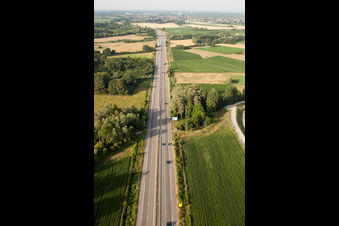 Luftbild von Gambsheim, Autobahn A35 im Bundesland Bas-Rhin, Frankreich