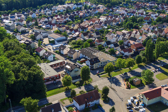 Elsässer Straße in Kandel im Bundesland Rheinland-Pfalz, Deutschland aus der Vogelperspektive
