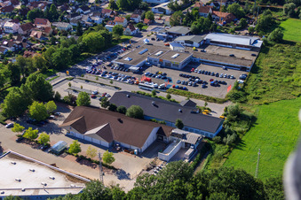 Luftbild von Lauterburger Straße, Aldi-Erweiterungsbaustelle in Kandel im Bundesland Rheinland-Pfalz, Deutschland