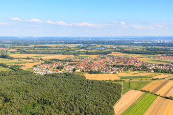 Luftaufnahme von Ortsansicht von Westen in Rheinzabern im Bundesland Rheinland-Pfalz, Deutschland