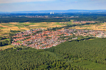 Luftbild von Stadtansicht von Südwesten in Rülzheim im Bundesland Rheinland-Pfalz, Deutschland