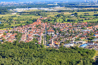 Luftbild von Buchstraße von Norden in Jockgrim im Bundesland Rheinland-Pfalz, Deutschland