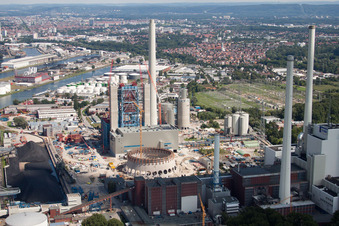 Luftaufnahme von ENBW Neubau im Ortsteil Daxlanden in Karlsruhe im Bundesland Baden-Württemberg, Deutschland
