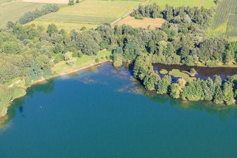 Luftbild von Baggersee Max-Jordan-See im Ortsteil Urloffen in Appenweier im Bundesland Baden-Württemberg, Deutschland