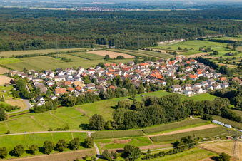 Dorf - Ansicht am Rande von landwirtschaftlichen Feldern und Nutzflächen in Halberstung in Sinzheim im Bundesland Baden-Württemberg, Deutschland