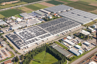 Lagerhauskomplex- Gebäude im Gewerbegebiet Draisstraße in Muggensturm im Bundesland Baden-Württemberg, Deutschland