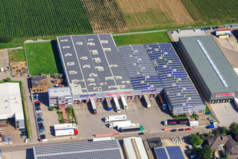 Industriegebiet Draisstraße Spedition Hartmann Logistik- Zentrum in Muggensturm im Bundesland Baden-Württemberg, Deutschland