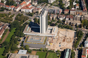 Baustelle Bürogebäude des Verwaltungs- und Geschäftshauses Deutsche Rentenversicherung Baden-Württemberg in Karlsruhe im Ortsteil Südweststadt, Deutschland