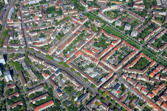 Rheinstraße Hildapromenade im Ortsteil Mühlburg in Karlsruhe im Bundesland Baden-Württemberg, Deutschland