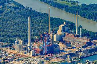 ENBW Neubau im Ortsteil Daxlanden in Karlsruhe im Bundesland Baden-Württemberg, Deutschland von oben