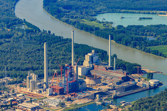 ENBW Neubau im Ortsteil Daxlanden in Karlsruhe im Bundesland Baden-Württemberg, Deutschland aus der Luft