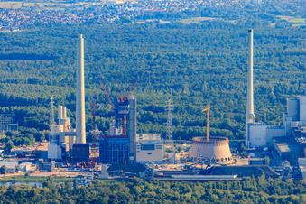 ENBW Neubau im Ortsteil Daxlanden in Karlsruhe im Bundesland Baden-Württemberg, Deutschland von oben gesehen