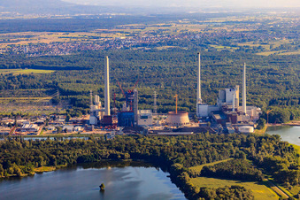 ENBW Neubau im Ortsteil Daxlanden in Karlsruhe im Bundesland Baden-Württemberg, Deutschland vom Flugzeug aus