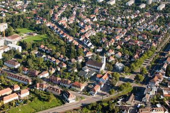 Luftbild von Rüppur, Kath. Christ König Kirche im Ortsteil Rüppurr in Karlsruhe im Bundesland Baden-Württemberg, Deutschland