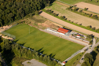 Auerbach, Pneuhage Stadion in Karlsbad im Bundesland Baden-Württemberg, Deutschland aus der Luft