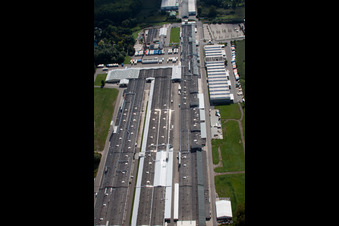 Luftbild von Germersheim, Nolte-Möbel/Holzwerk GmbH im Bundesland Rheinland-Pfalz, Deutschland