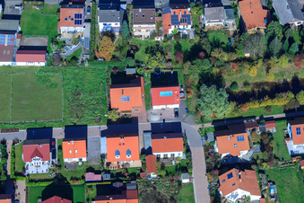 Im Erbsenfeld im Ortsteil Mörzheim in Landau in der Pfalz im Bundesland Rheinland-Pfalz, Deutschland aus der Luft betrachtet