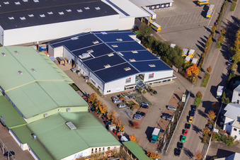 Luftbild von Industriegebiet Horst, Frey Küchenzentrum-Innenausbau im Ortsteil Minderslachen in Kandel im Bundesland Rheinland-Pfalz, Deutschland