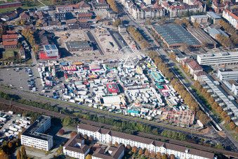 Luftbild von Karlsruhe, Messplatz im Ortsteil Oststadt im Bundesland Baden-Württemberg, Deutschland
