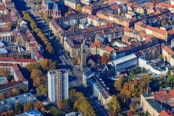 Lutherkirche an der Durlacher Allee im Ortsteil Oststadt in Karlsruhe im Bundesland Baden-Württemberg, Deutschland