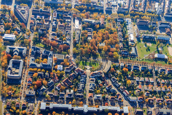 Haydnplatz, Nördliche Hildapromenade und Moltkestr im Ortsteil Weststadt in Karlsruhe im Bundesland Baden-Württemberg, Deutschland