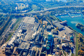 Luftaufnahme von Maxauer Papierfabrik Stora-Enso im Ortsteil Knielingen in Karlsruhe im Bundesland Baden-Württemberg, Deutschland