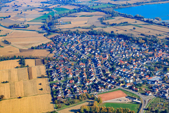 Luftbild von Panorama von Westen in Hagenbach im Bundesland Rheinland-Pfalz, Deutschland