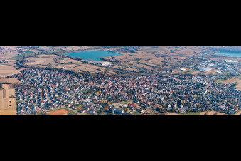 Luftaufnahme von Panorama von Westen in Hagenbach im Bundesland Rheinland-Pfalz, Deutschland