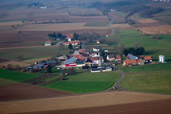 Ortsteil Deutschhof in Kapellen-Drusweiler im Bundesland Rheinland-Pfalz, Deutschland aus der Luft