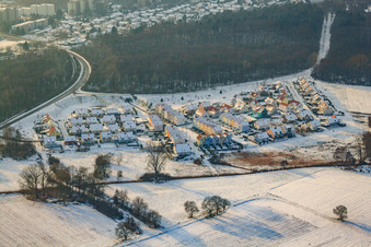 Neubaugebiet Im Schnabel im Winter bei Schnee in Wörth am Rhein im Bundesland Rheinland-Pfalz, Deutschland