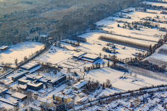 Schulzentrum und Bienwaldhalle im Winter bei Schnee in Kandel im Bundesland Rheinland-Pfalz, Deutschland