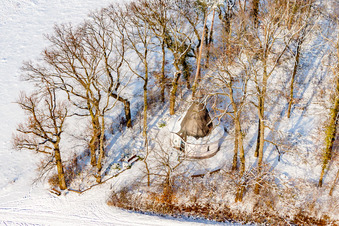 Marienkapelle im Winter bei Schnee im Ortsteil Hayna in Herxheim bei Landau im Bundesland Rheinland-Pfalz, Deutschland