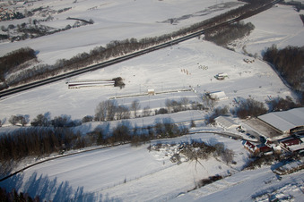 Drohnenbild von Haras de la Née in Neewiller-près-Lauterbourg im Bundesland Bas-Rhin, Frankreich