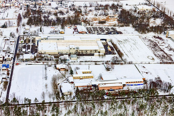 Webasto Mechatronics bei Schnee im Winter im Ortsteil Schaidt in Wörth am Rhein im Bundesland Rheinland-Pfalz, Deutschland