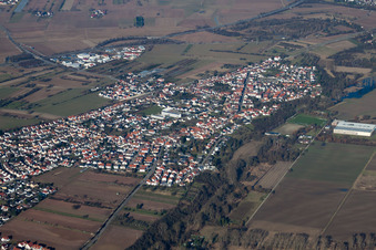 Drohnenbild von Ortsteil Heiligenstein in Römerberg im Bundesland Rheinland-Pfalz, Deutschland