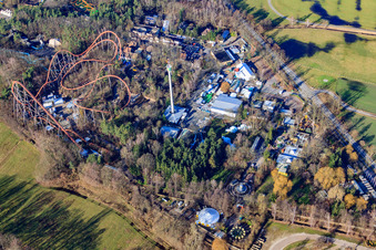 Drohnenaufname von Holiday Park in Haßloch im Bundesland Rheinland-Pfalz, Deutschland